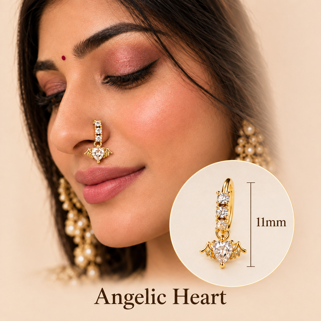Angelic Heart nose ring with name added