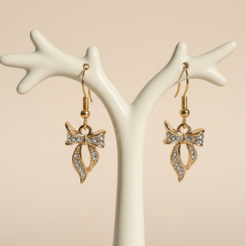 Bow earrings on correct holder