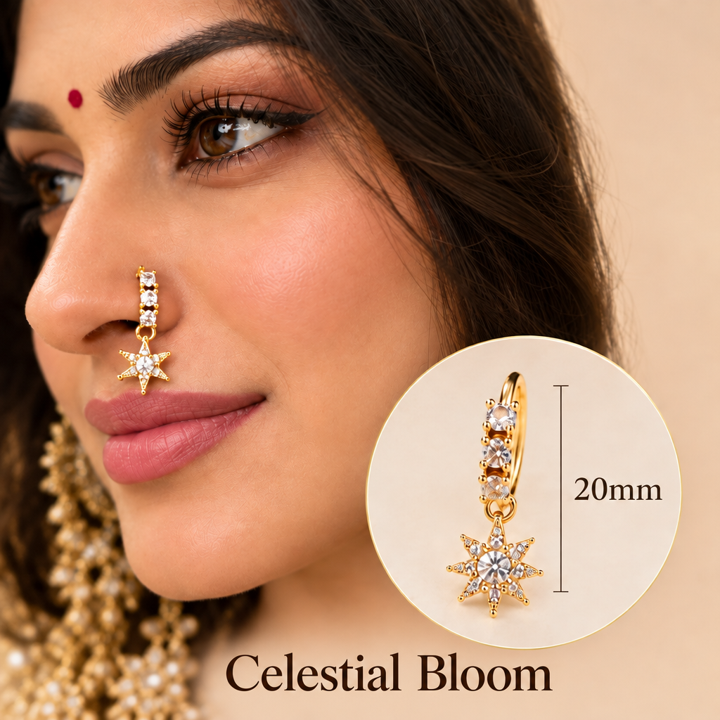 Celestial Bloom nose ring with name added