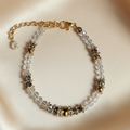 Crystal Goddess Bracelet - Warm Beige Satin Background