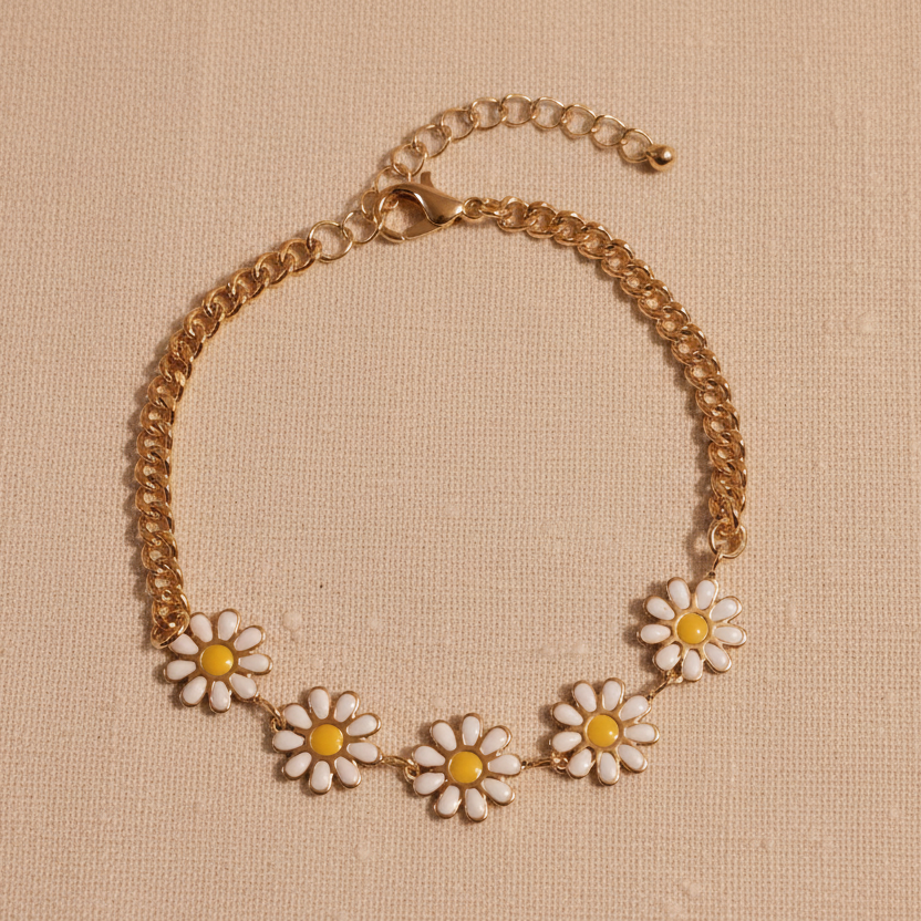 Daisy Bracelet - Beige Background