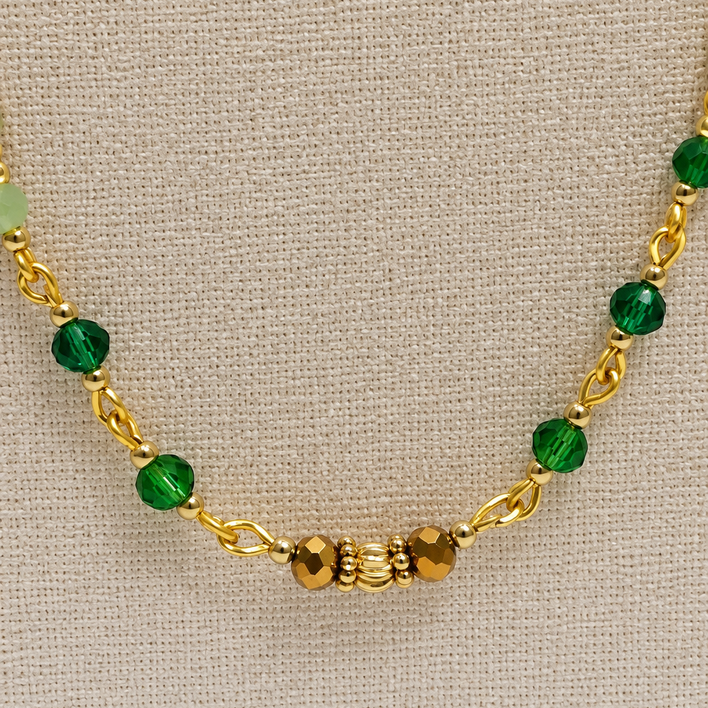 Enhanced green and gold necklace photograph