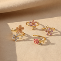 Flower Ring Collection - Lifestyle Beige Background