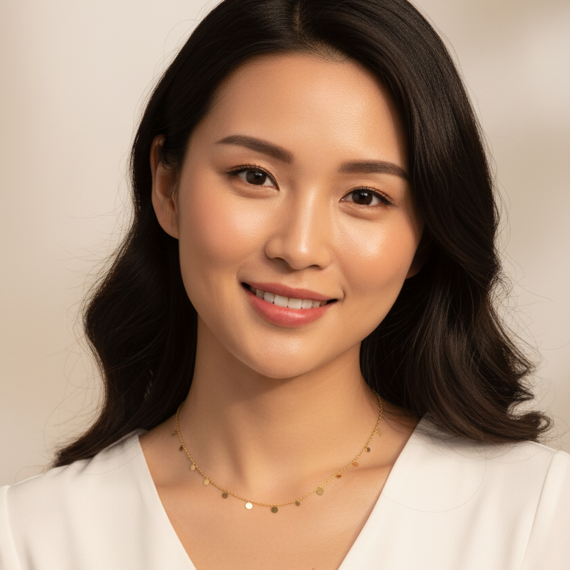 Full Portrait Chinese Model Coin Disc Necklace