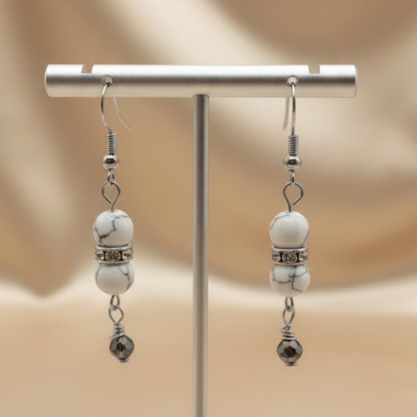 Howlite Drop Earrings - Silver Variant