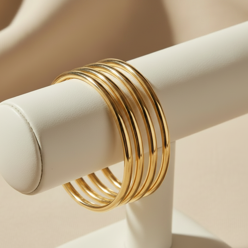 Plain Gold Bangles on Holder