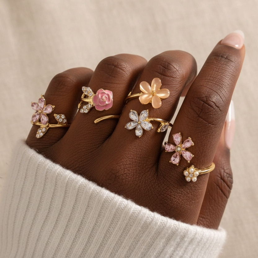 Ring Collection - African Model's Hand